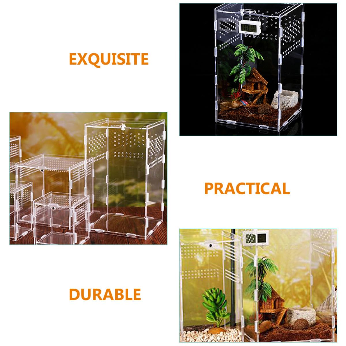 Durchsichtige Acryl Terrarienbox für Reptilien mit Stabilem Belüftungssystem und Konstantem Luftstrom Geeignet für Schlangen und Frösche im Terrarium