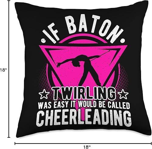Miniatura 4 de Baton Twirling Gifts For Girls & Majorettes Twirler, Cheerleading Joke, Dance Baton Majorette - Almohada de 18 x 18 pulgadas, multicolor