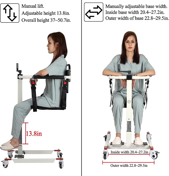 Patient Transfer Chair, Patient Lift Transfer Chair for Home, Transfer Wheelchair Patient Lift, Wheelchair to Car Transfer Devices, Patient Lift Aid, Height Adjustable, 275lbs (Upgrade)
