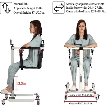Patient Transfer Chair, Patient Lift Transfer Chair for Home, Transfer Wheelchair Patient Lift, Wheelchair to Car Transfer Devices, Patient Lift Aid, Height Adjustable, 275lbs (Upgrade)