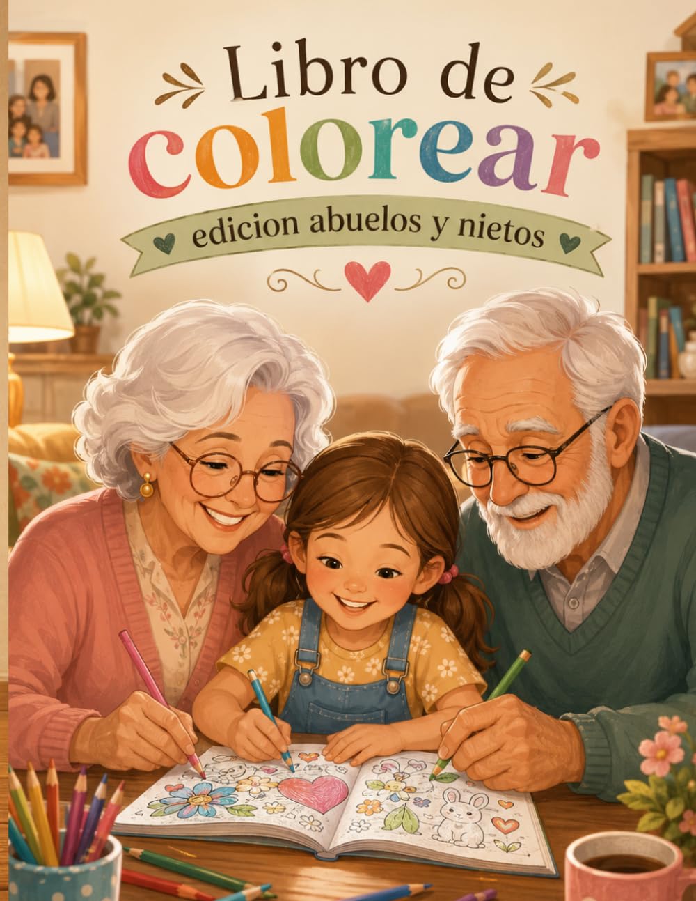 Libro de Colorear Edición Abuelos y Nietos.: Edición Abuelos y Nietos: Diseños Florales y de la Naturaleza con Líneas Gruesas para Pintar Juntos en ... y Páginas Fáciles para Personas Mayores.