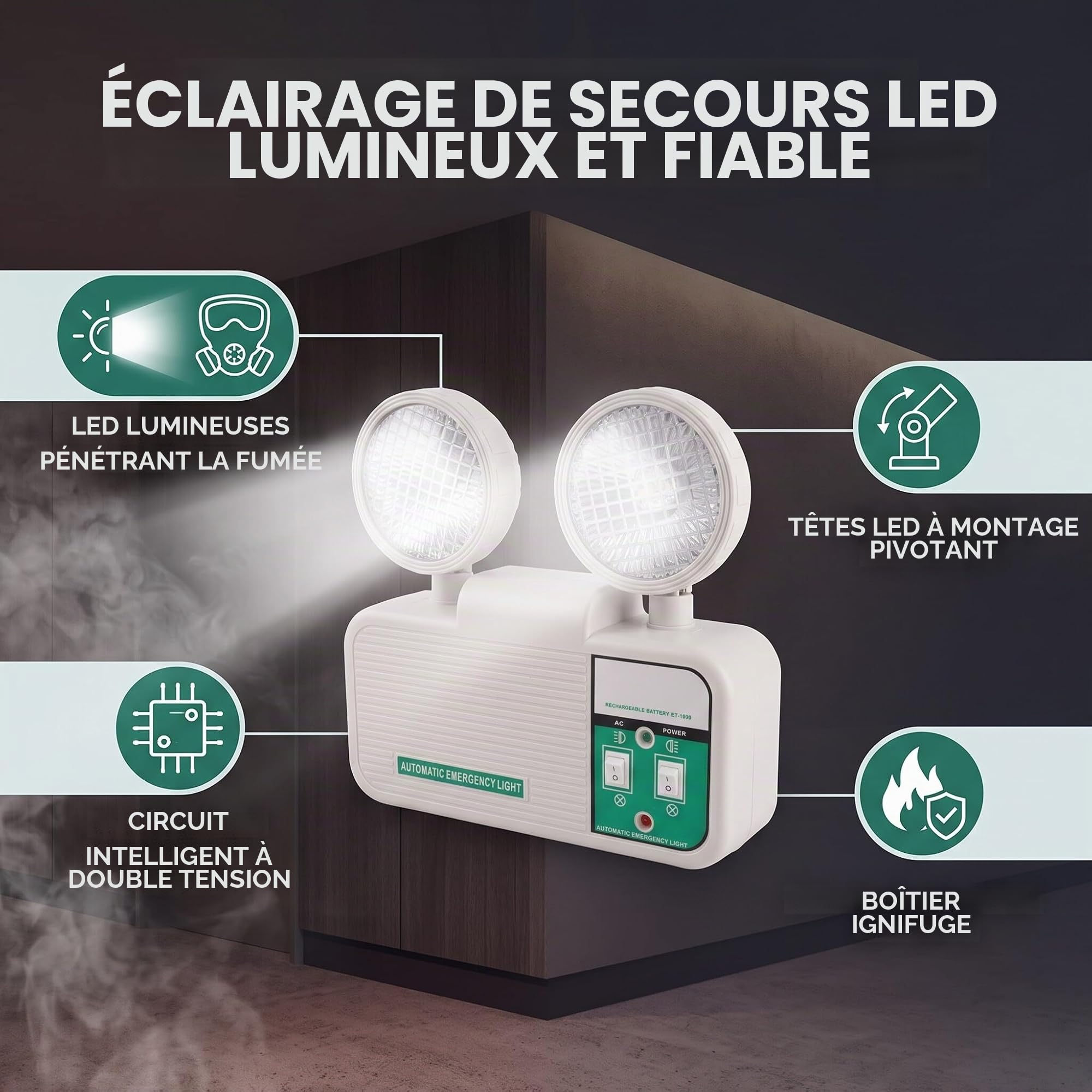 Éclairage de Secours LED en Cas de Panne de Courant, éclairage de sécurité, éclairage de Secours, éclairage D'escalier, Sortie de Secours, éclairage D'orientation