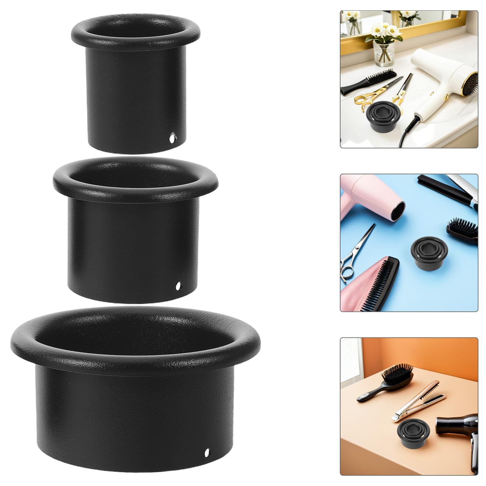 Soporte para Secador de 3 Piezas de Acero Inoxidable Organizador Multiusos para Baño y Salón