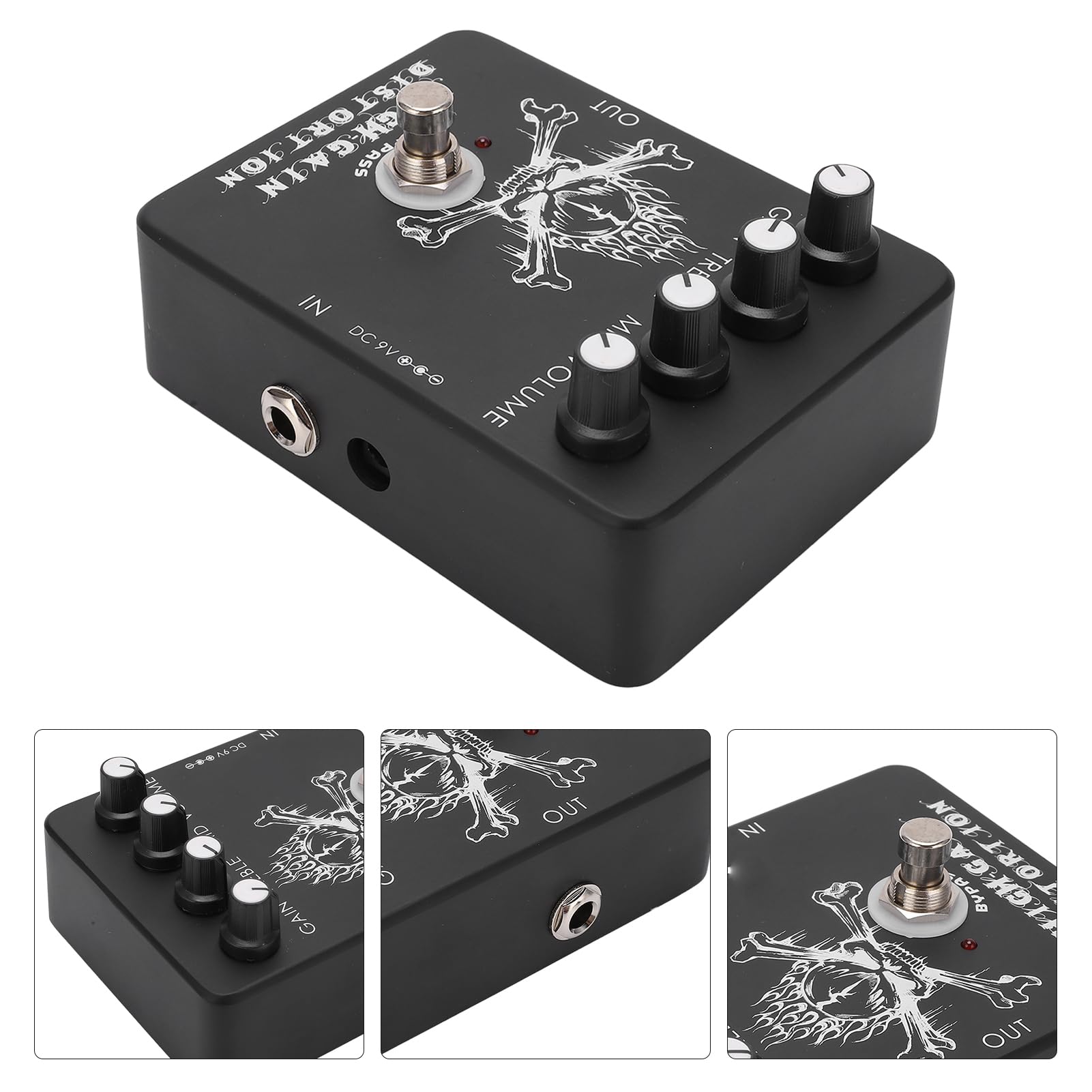 LiebeWH Pedale Effetto Distorsione Ad Alto Guadagno, Pedale per Chitarra con Guscio in Metallo con Controllo EQ per Musicisti Metal Rock Blues, Ingresso Corrente 11 MA 500 KΩ