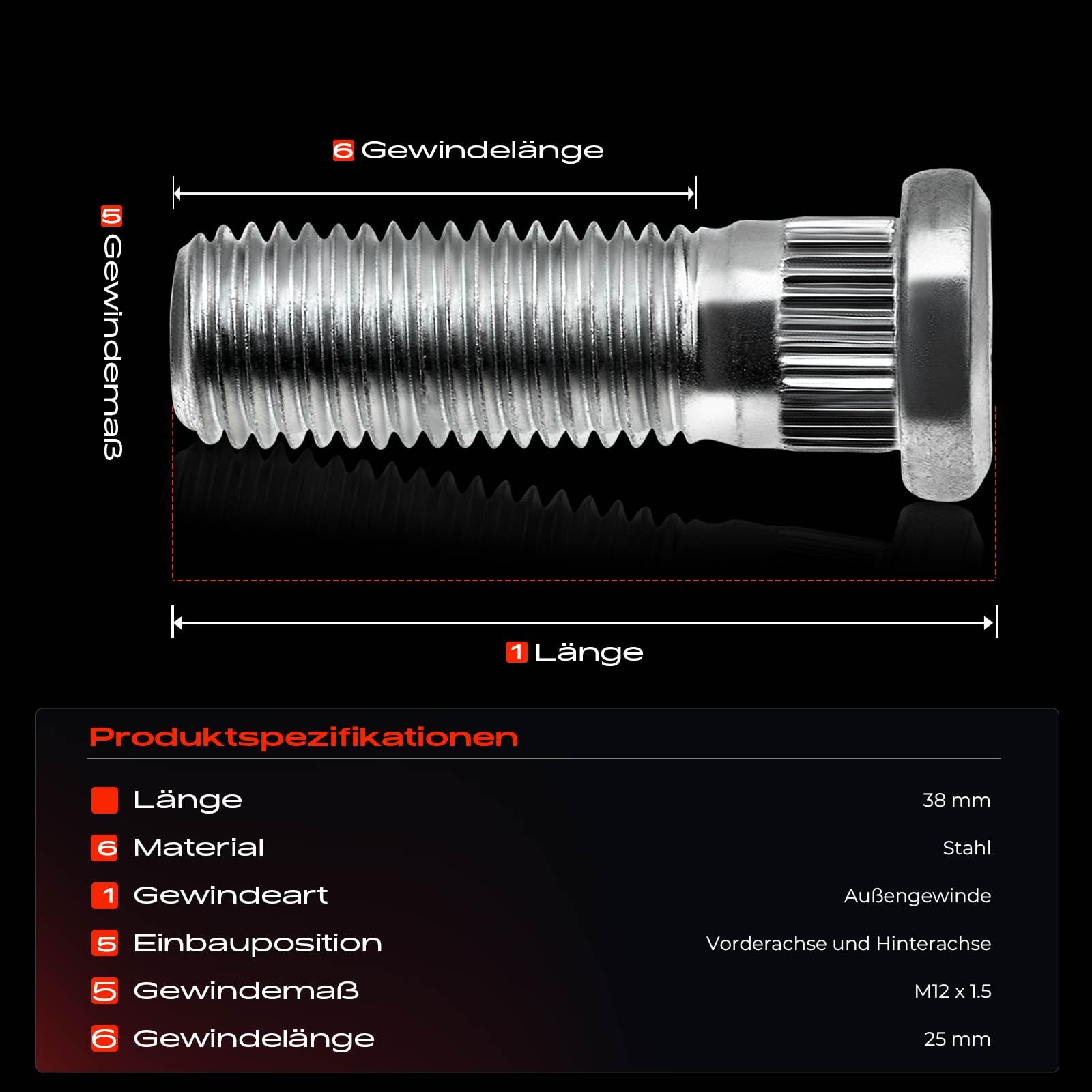 Frankberg Lot De 5 Boulons De Roue Avant Arrière Compatibles Avec TL Accord Airwave Beat Capa City Civic Concerto CR HR Integra Jazz Legend Prelude 1972 -Heute Replace# 90113S5H005