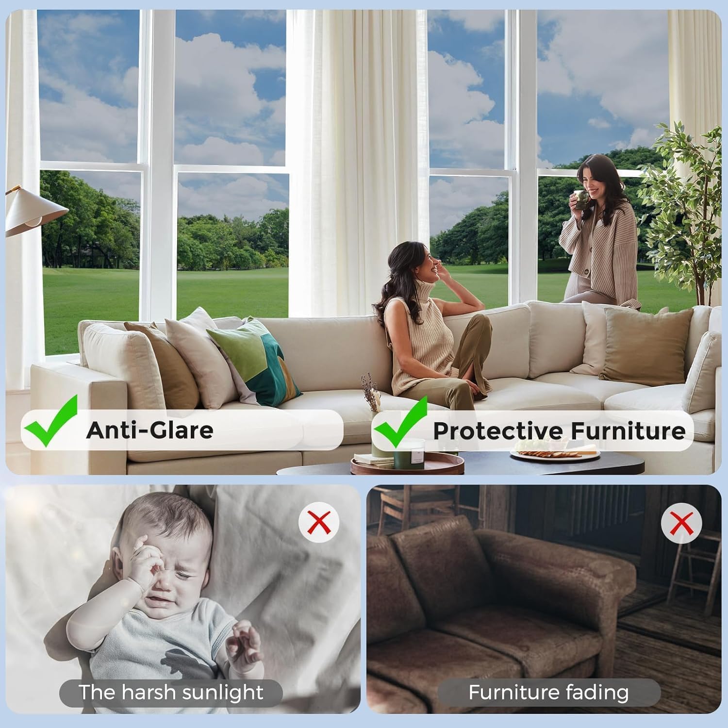 Antrect Folie für Fenster Einseitig Blickdicht Fensterfolie UV Hitzeschutz – Bild 4