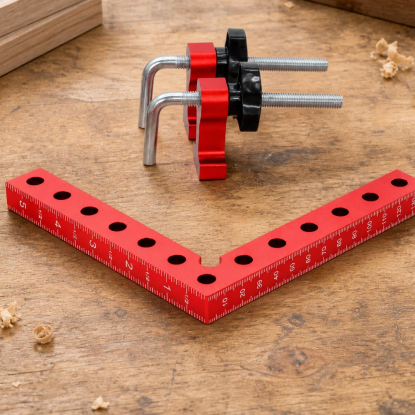 Morsetto Angolare Preciso Utensile, Set Da 6 Pezzi In Alluminio Rosso Con Custodia, 14 Cm