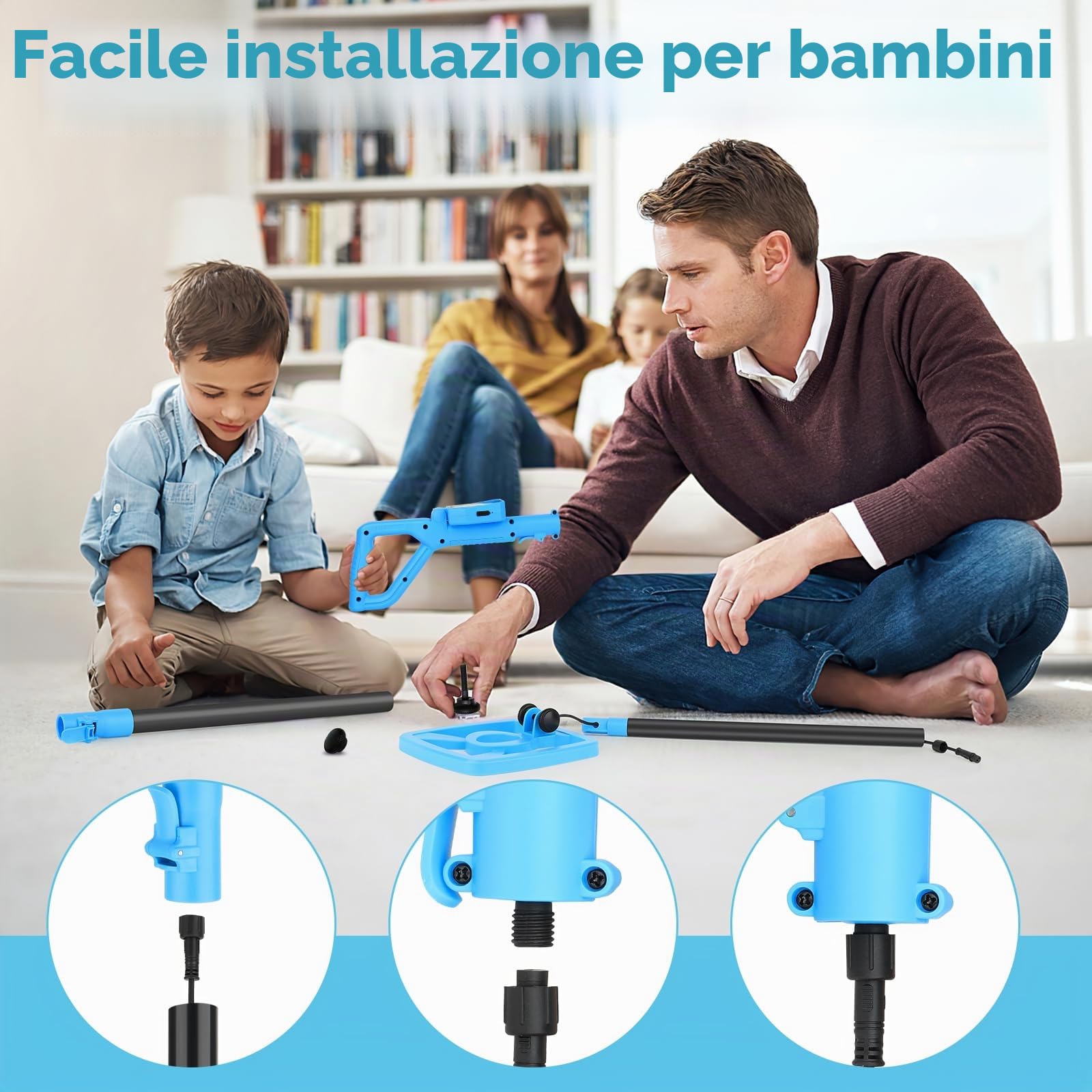 OMMO Metal Detector per Bambini, Metal Detector Ricaricabile USB con Schermo LCD retroilluminato, 28.3 ''-39.4 '' Regolabile per Bambini, Detector con Bobina Impermeabile IP67 per Caccia al Tesoro