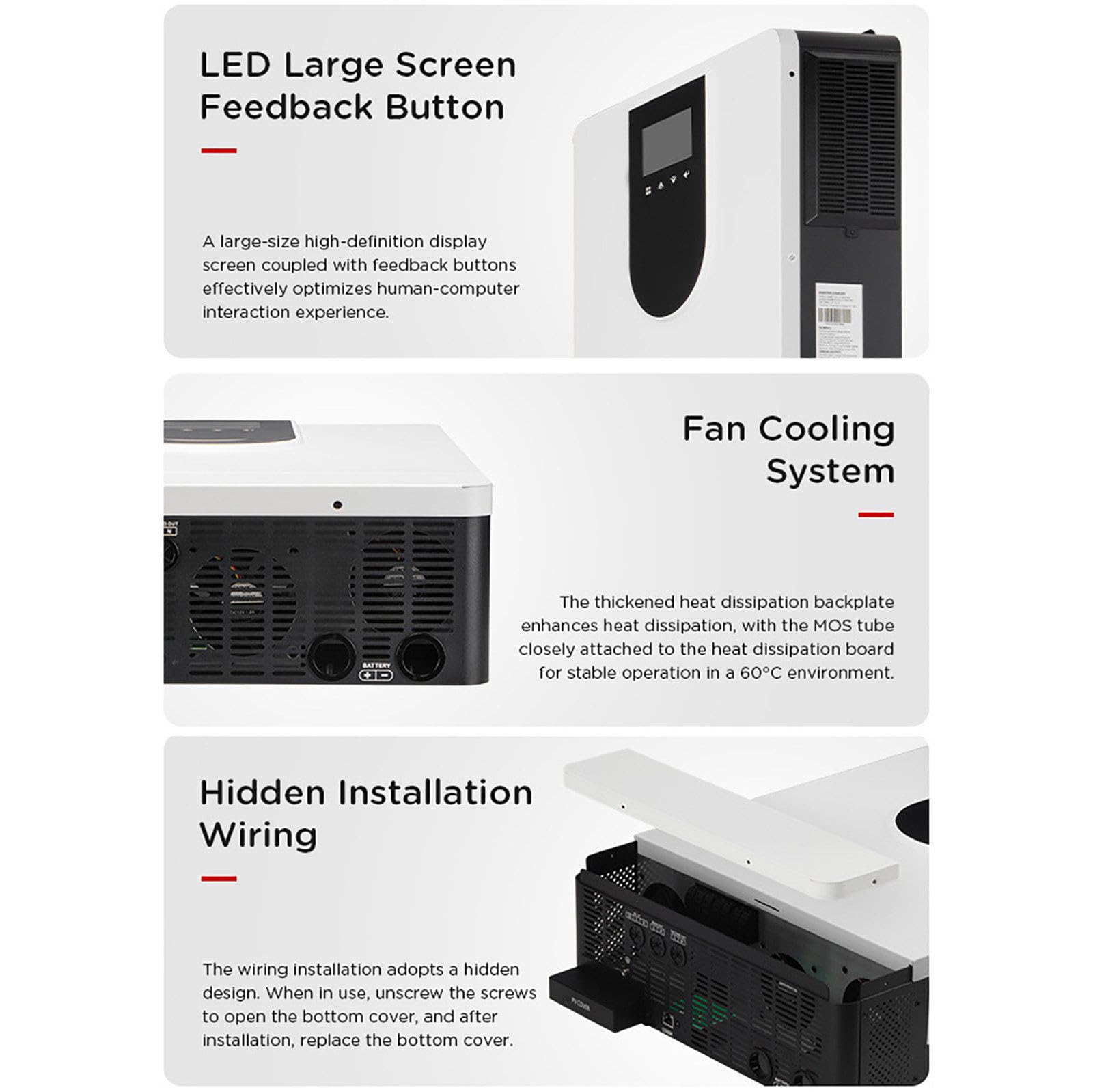 Inversor Híbrido Solar De 1 Kw a 10,2 Kw, 12-48 V a 220 V Y Controlador Mppt Integrado De 40-160 A, Funciona Con Varios Tipos De Baterías, Para Casas Y Vehículos Recreativos,DC12V-1.0KW
