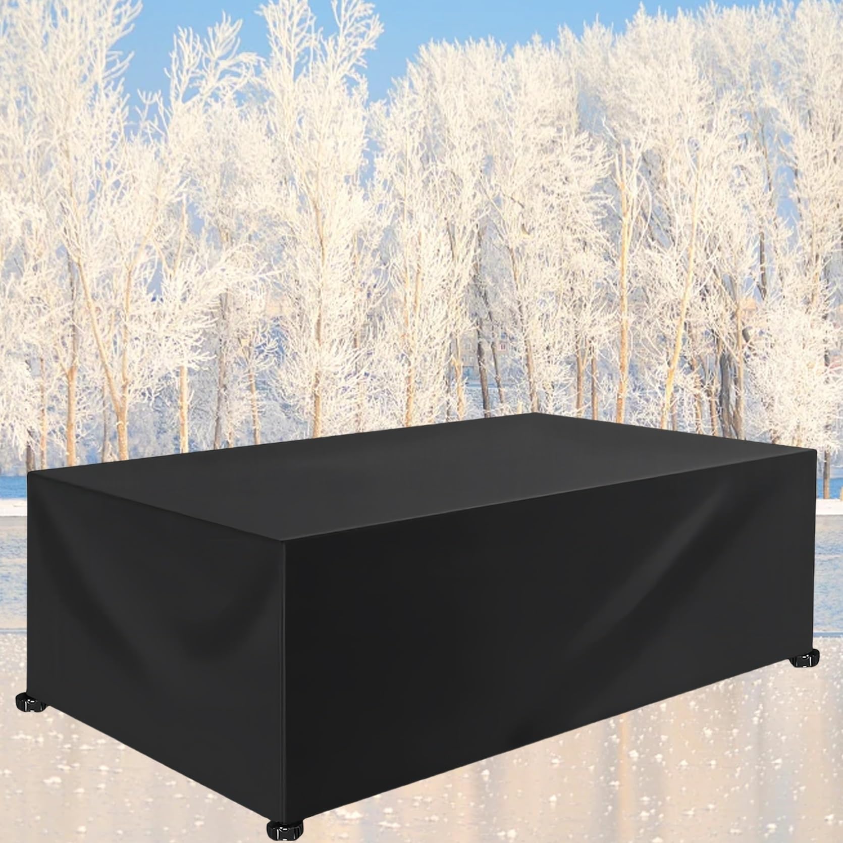 Xueqxue Black Cube Garden Furniture Cover 90 X 170 X 90 Cm(L X W X H) Waterproof, Windproof, Anti-Uv, Fade Resistant, Outdoor Patio Set Cover Patio Table Set Cover, For Garden Table Chair Sofa,