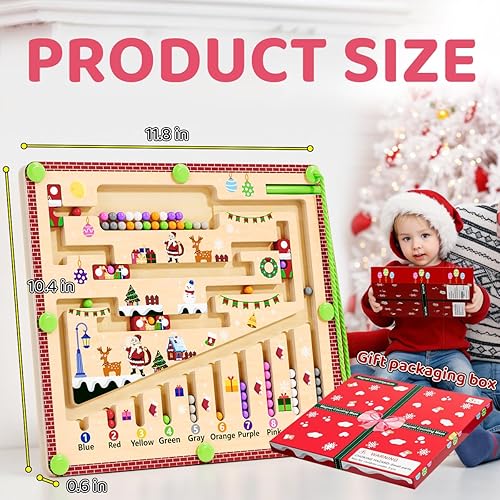 Miniatura 2 de Laberinto magnético de color y números, juguetes Montessori para niños de 3 años en adelante, tablero de actividades de rompecabezas de madera,