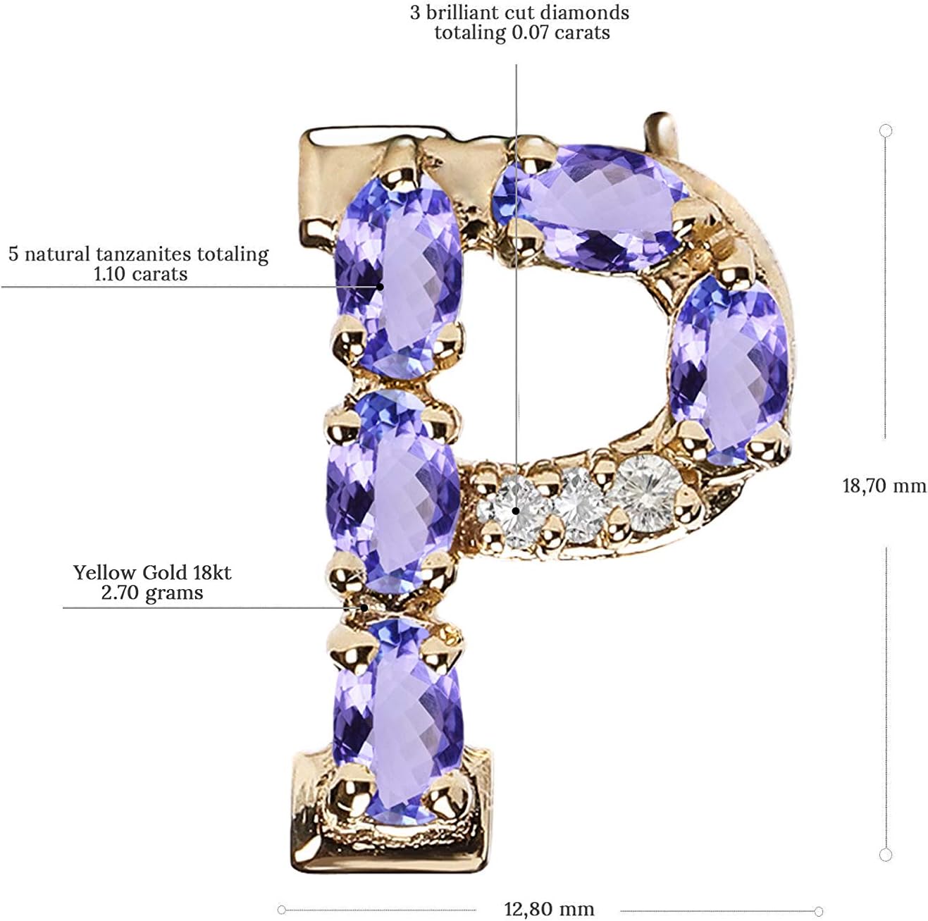 Albert Hern Tanzanite Initial Necklace With Diamonds & 18K Gold Chain | Irresistible Letter Pendants Jewelry | Perfect Valentine’s Day, Anniversary & Birthday Gift - Image 2