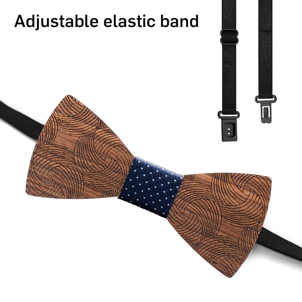 Set Papillon Legno Uomo Con Gemelli - Regolabile 24-48cm Per Matrimoni E Feste - Foto 12
