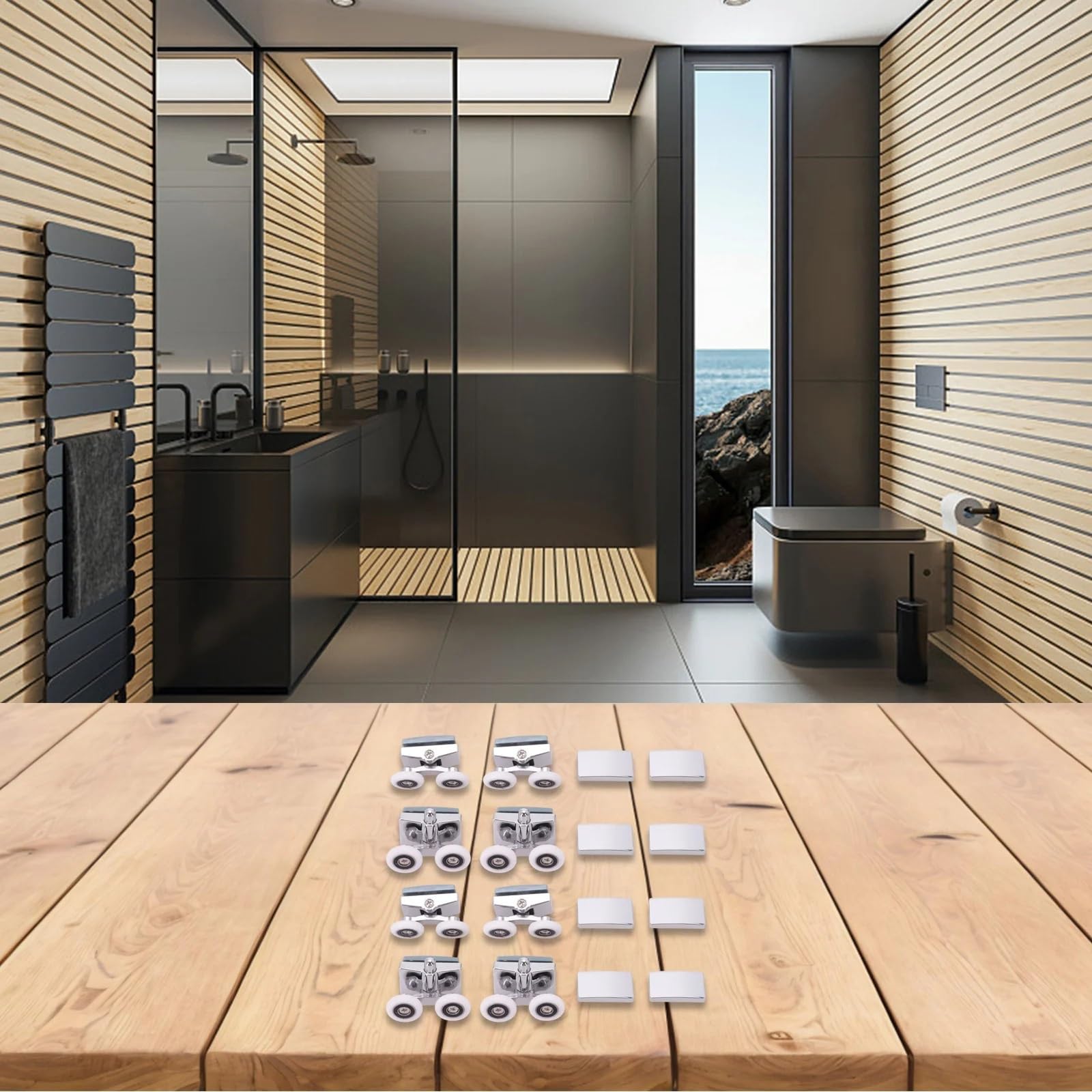 8 STÜCKE Doppelrollen for Duschwandtüren, Oben und unten, 23,0 mm, Ersatzzubehör for Badezimmer-Glasschiebetüren Für Badezimmertüren，Glastür