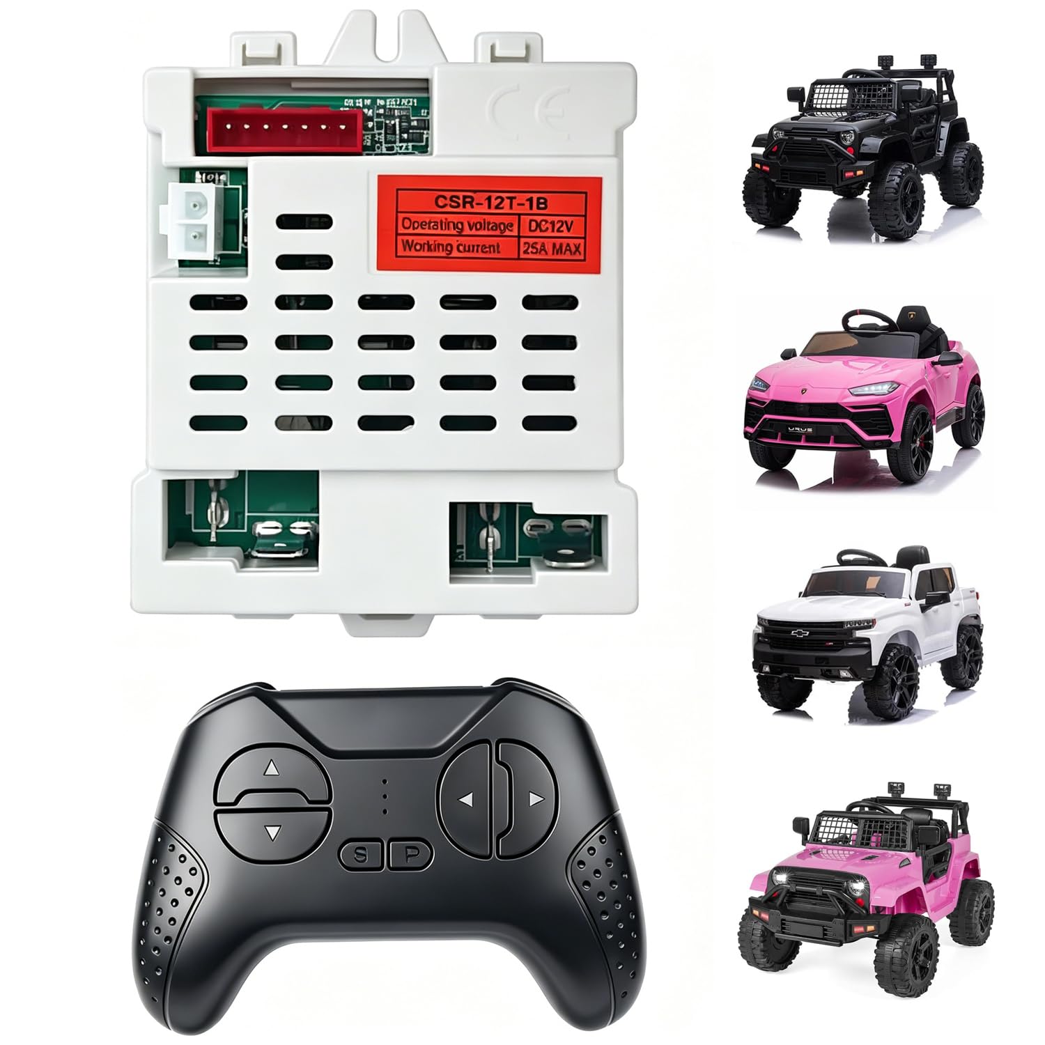 Photo 1 of POLYNX 12V CSR-12T-1B 2.4G Remote Control Box for the Best Choice Jeep Power Wheels Conversion Kit Upgrade,CSR-12T-1A Controller Kit for Kids Electric Ride On Truck Car Replacement Parts