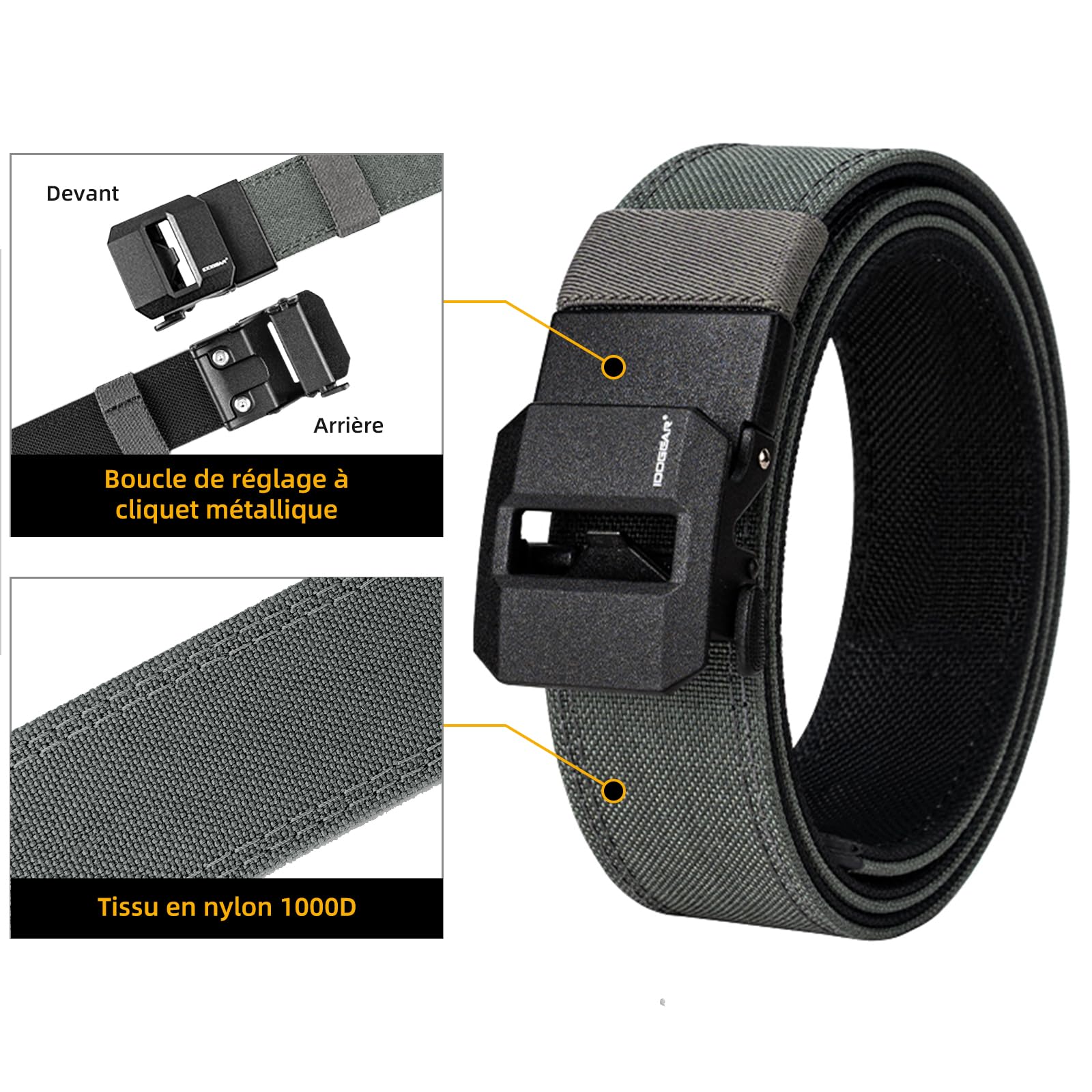 IDOGEAR Cintura tattica per pistola 1,5'' EDC Cinghia rigida per impieghi gravosi 38 mm in nylon cintura di utilità cintura a cricchetto rinforzata per trasporto occulto