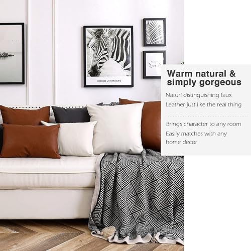 Miniatura 5 de ChrisDowa Juego de 2 fundas de almohada de piel sintética, gruesas, modernas, decorativas, sólidas, para dormitorio, sala de estar, sofá, cama,