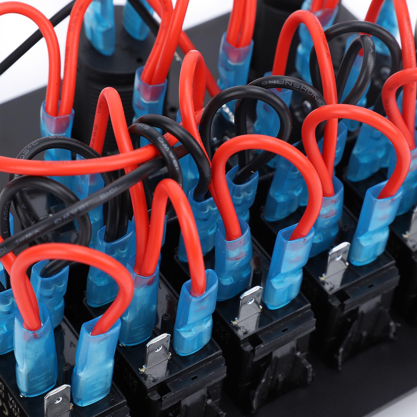 Generic Panel Przełączników Kołyskowych 6-krotny z ładowarką USB i Woltomierzem do łodzi, Pojazdów Kempingowych, SUV-ów, Trwała Konstrukcja ze Stopu Aluminium (zielone światło)