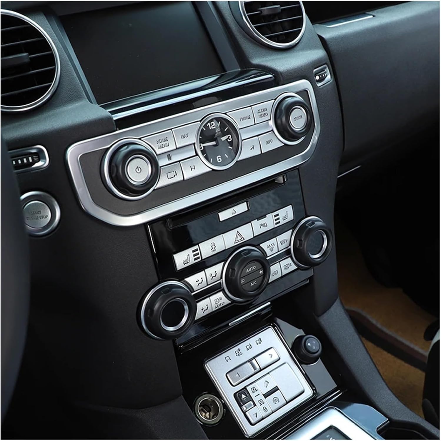 ABS Matte Black Car Air Conditioner Volume Knob Cover Trim Compatible with Land Rover Discovery 4 LR4 2010-2016 Interior Accessories(Silver)
