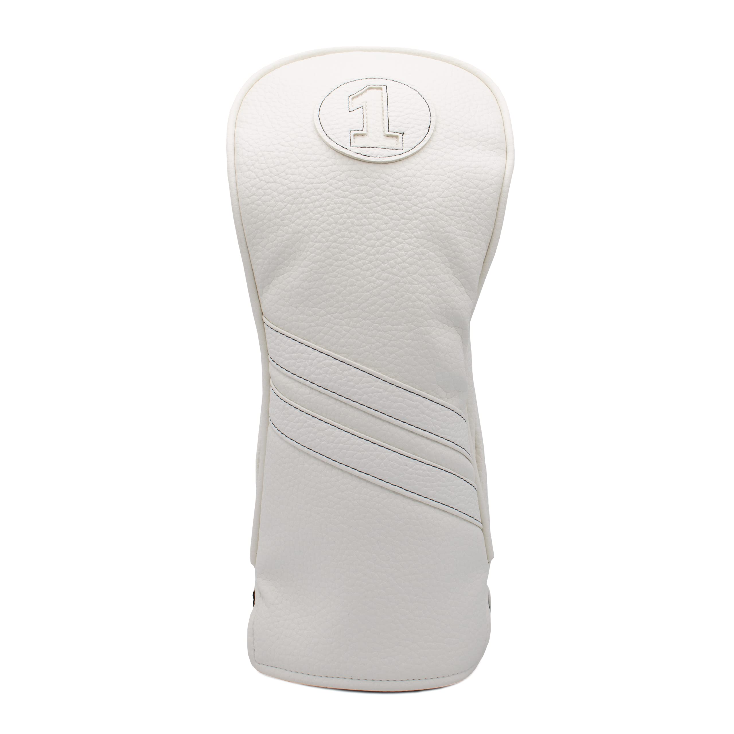 ProActive Sports Vintage Golf Club Head Covers for Driver | 1 Headcover for up to 460cc | Classic Leather Look | White/White