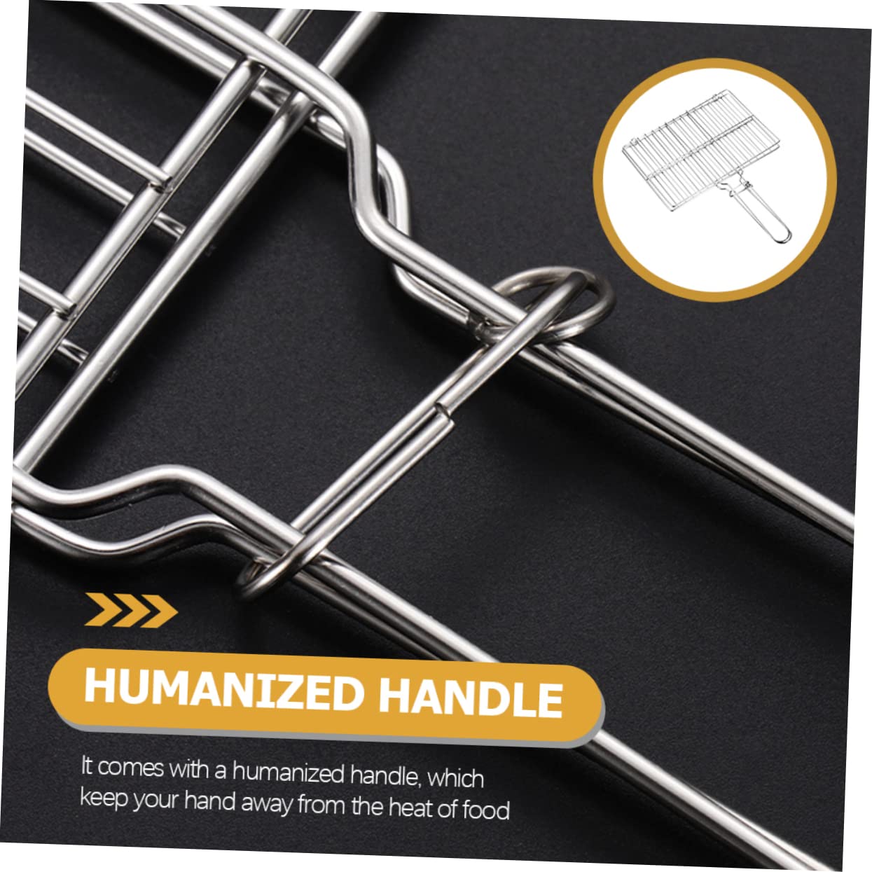 WEKADRIN Outdoor Stainless Steel Fish Grill Basket with Handle Durable Barbecue Net for Easy Grilling of Fish Vegetables and More Bbq Accessory for Camping and Outdoor Cooking