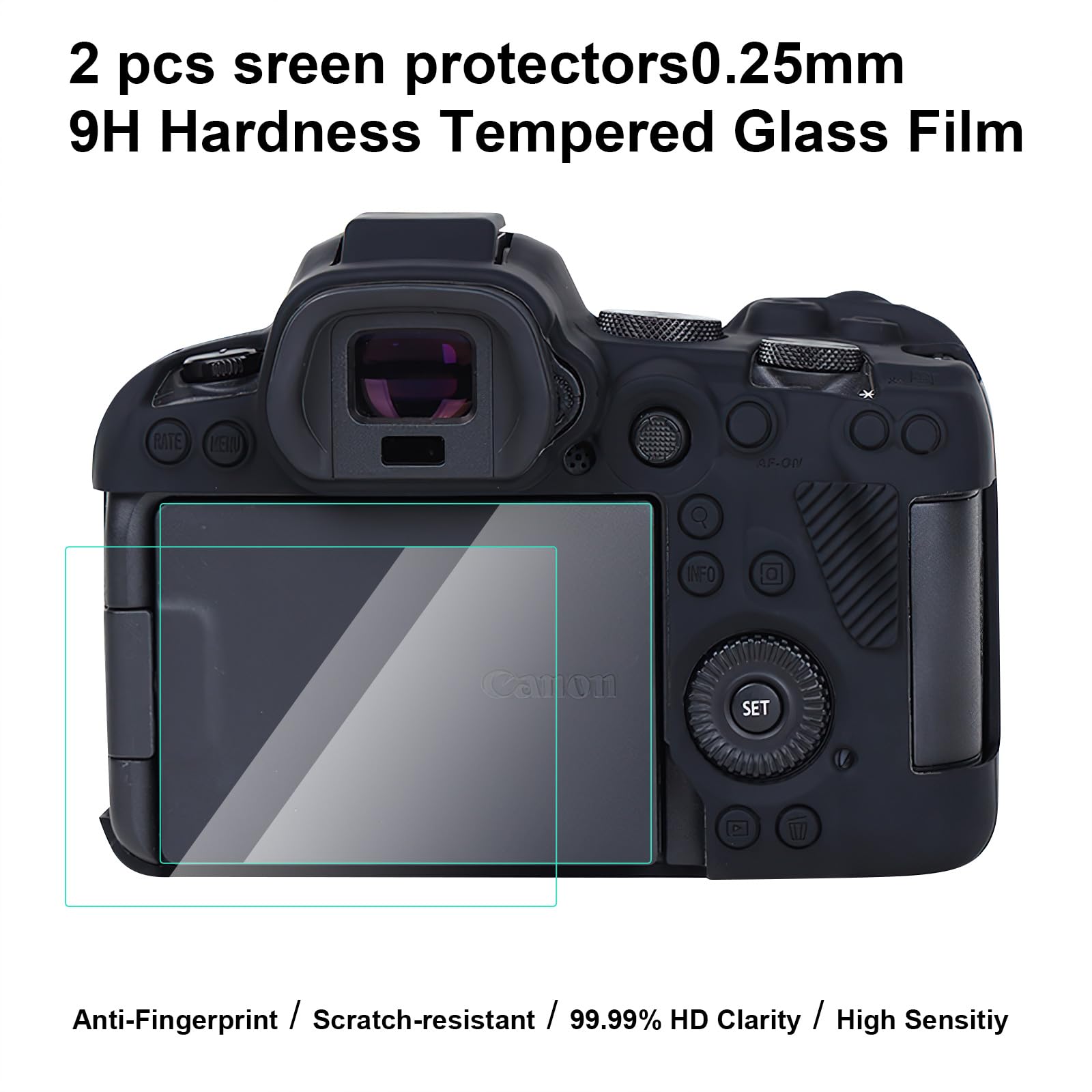 Funda de silicona para Canon EOS R6/R6 II, accesorios con 2 protectores de pantalla, protector de lente extraíble para cámara digital Canon EOS R6/EOS R6 II