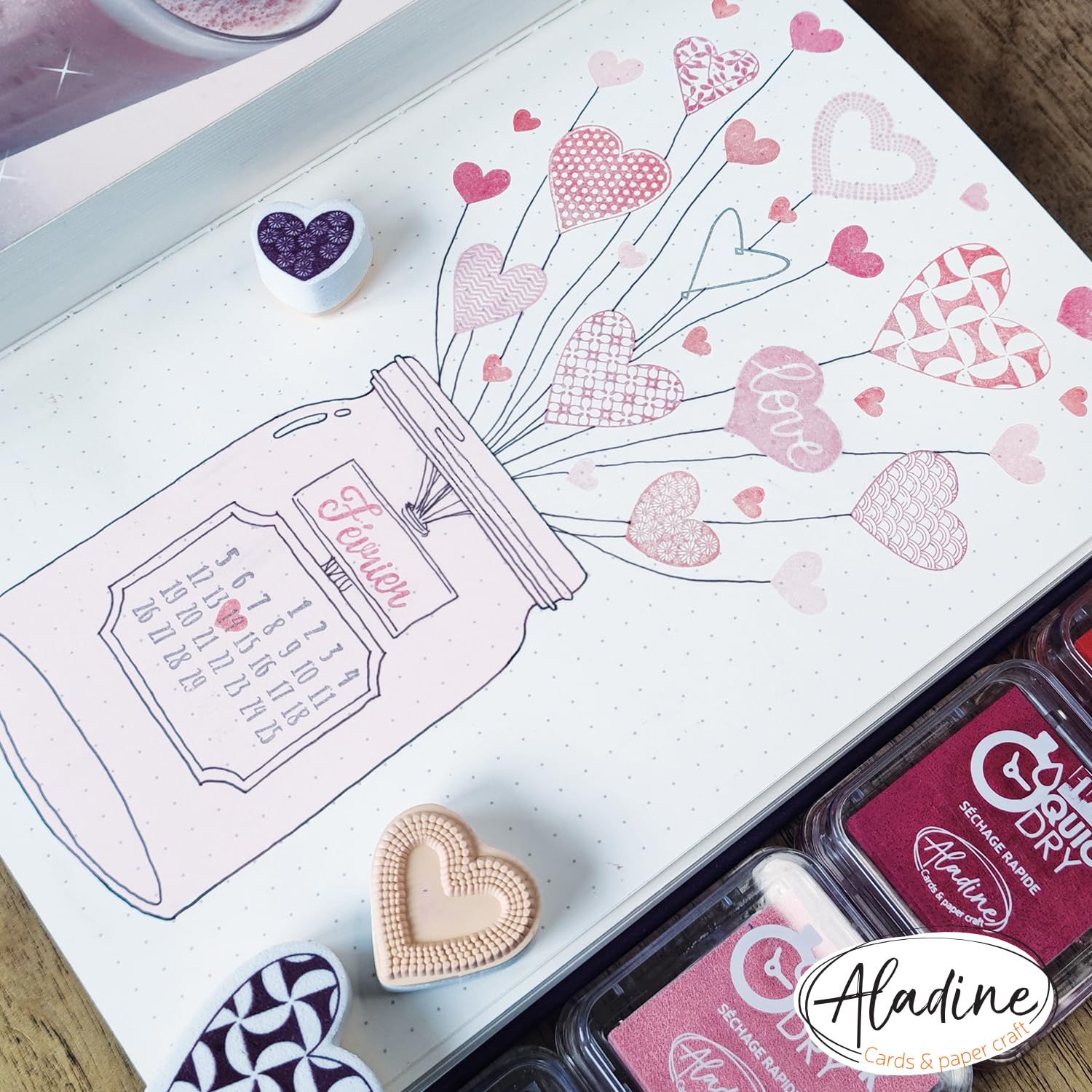 Aladine - Stampo Bullet Clear MIESIĄC ORGANIZACJI - Płyta z piankami, silikonowy ślad - Idealny do Bullet Journal, scrapbookingu, zeszytów - DIY 3958 Kreatywny wypoczynek Czarny