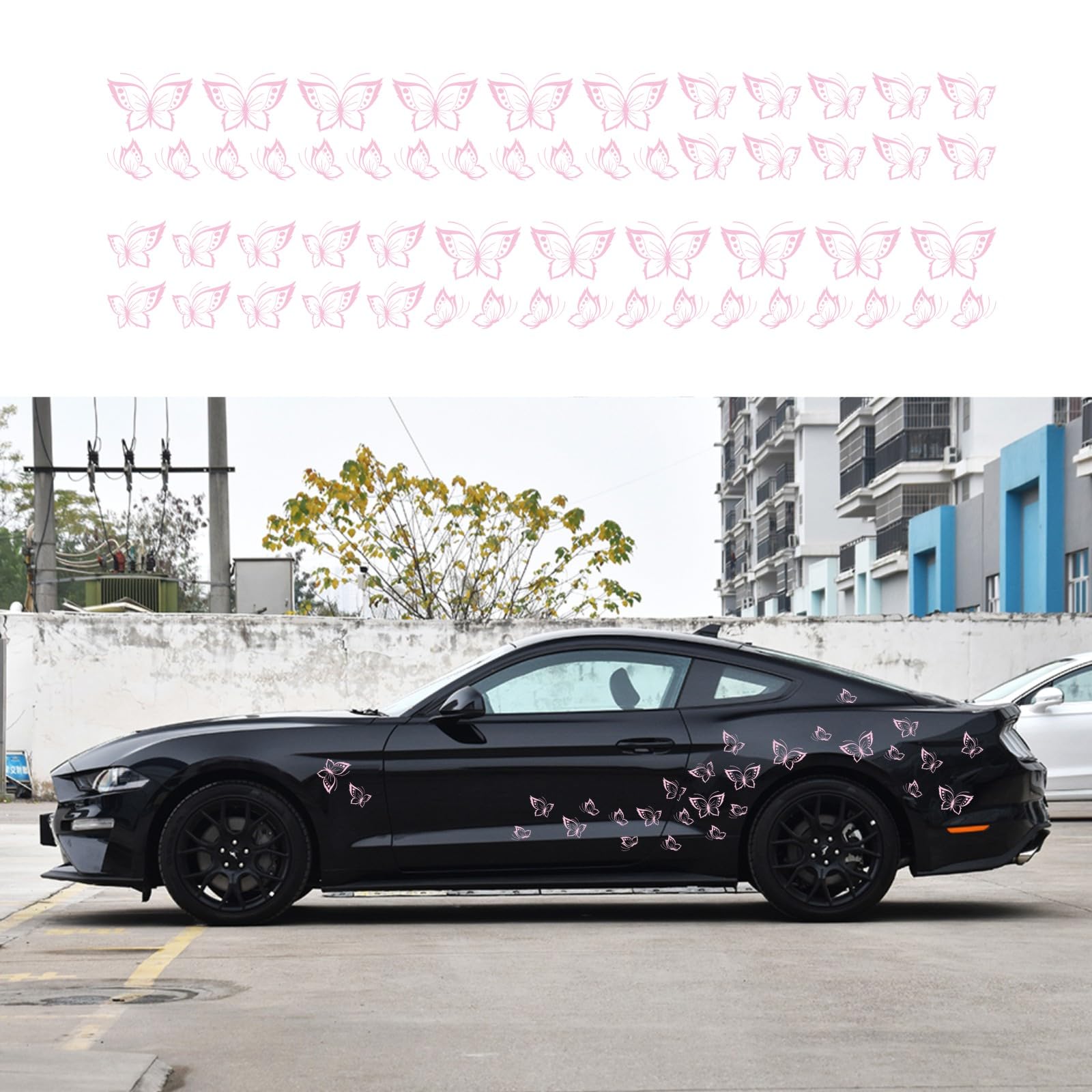 Calcomanías de vinilo con diseño de mariposa para coche, impermeable, decoración para puerta lateral de coche, camión, SUV, ventana, laptop, cocina, pared, accesorios (rosa)