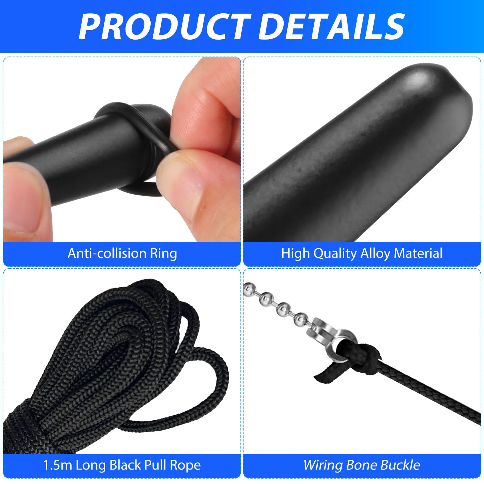 LbsAMP Chrome Bathroom Light Pull Handle with 150cm Cord Connector Extension Replacement Weighted Cord Ends for Toilet Ceiling Light Fan Switch - Image 4
