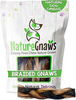 Nature Gnaws Braided Gnaws for Dogs 5-6" (3 Count) - Long Lasting for Small and Medium Dogs - Natural Beef Bully Stick Combo Braids - Rawhide Free