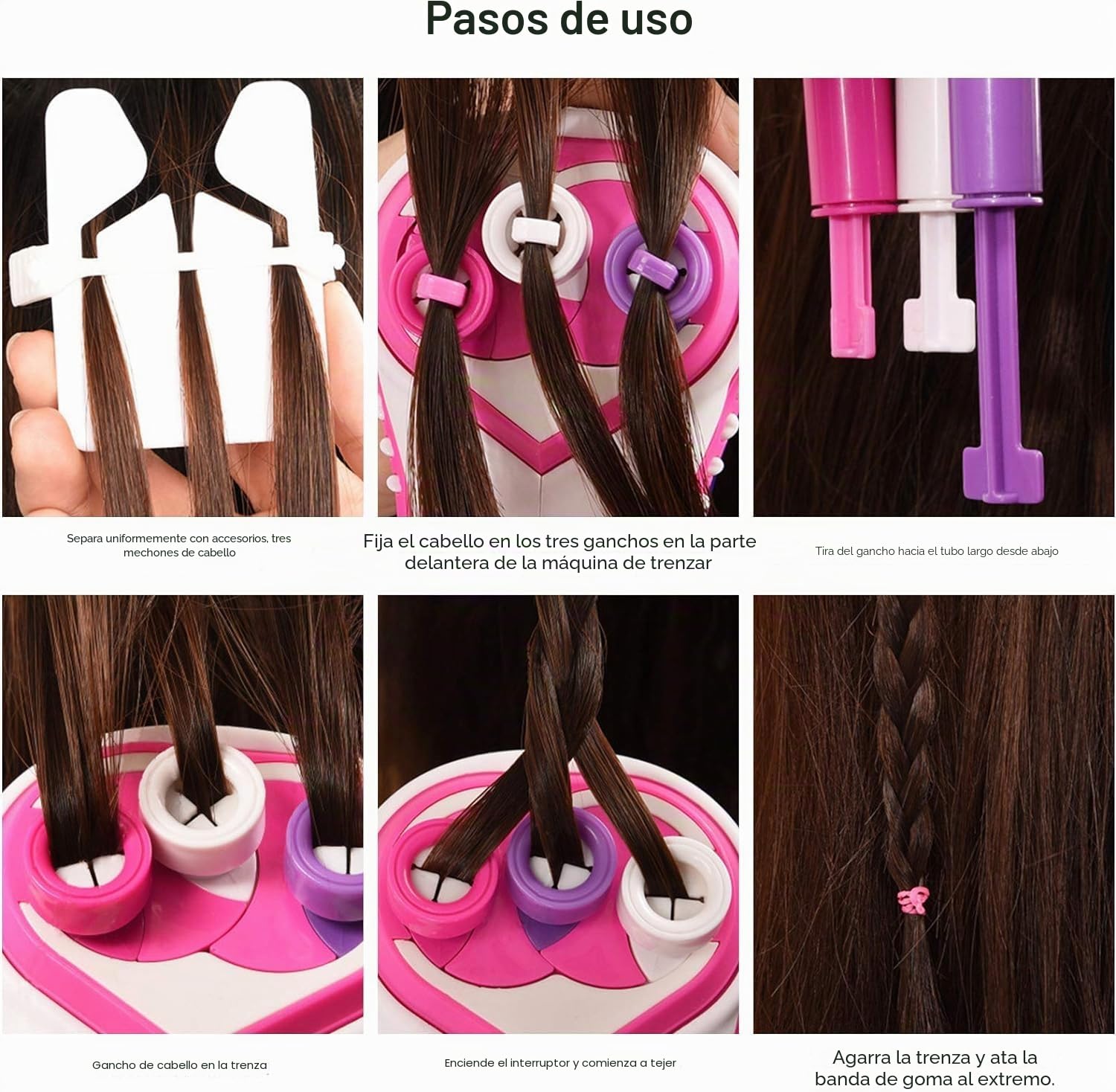 Herramienta eléctrica automática para trenzar el cabello, estilo de trenzado de torsión DIY de 3 hebras, máquina con rodillo, estilizadora de efecto de trenza de torsión para el cabello