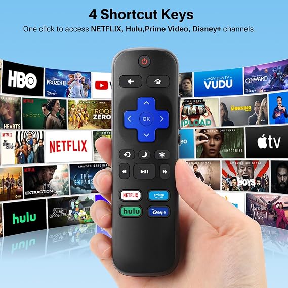 for Roku TV Remote Control Replacement, Compatible with TCL/Hisense/Onn/Insignia/Sharp/Roku TVs
