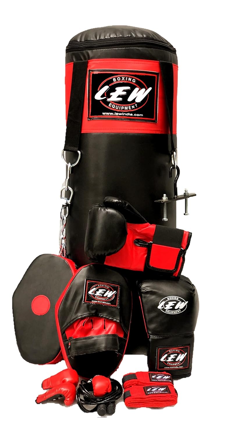 Buy LEW Punching Bag 10 Piece Boxing Set Filled with Heavy Bag Gloves ...