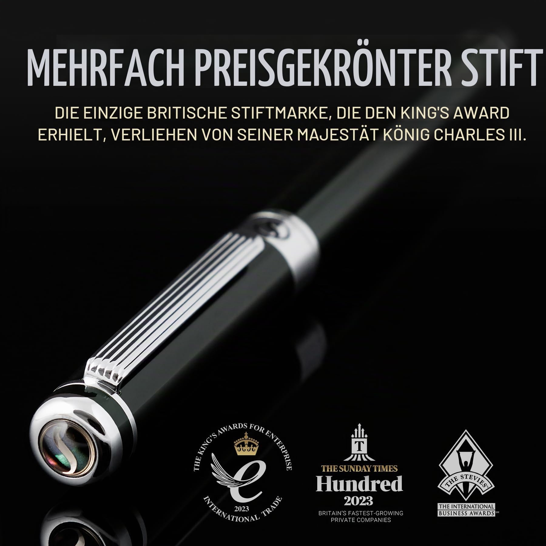 Scriveiner Atemberaubender Luxus-Füllfederhalter mit Chrom-Finish, Schmidt-Feder (Medium), Bestes Stift Geschenkset für Mann & Frau, Profi, Chefbüro, tolle Stifte