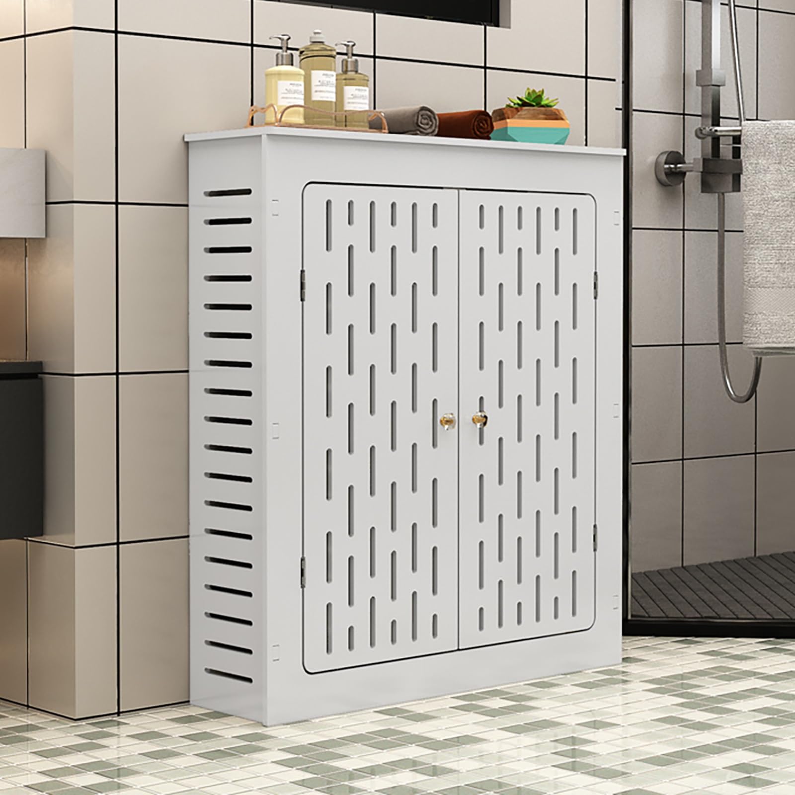 Cubiertas de radiador de listones verticales con acabado decorativo