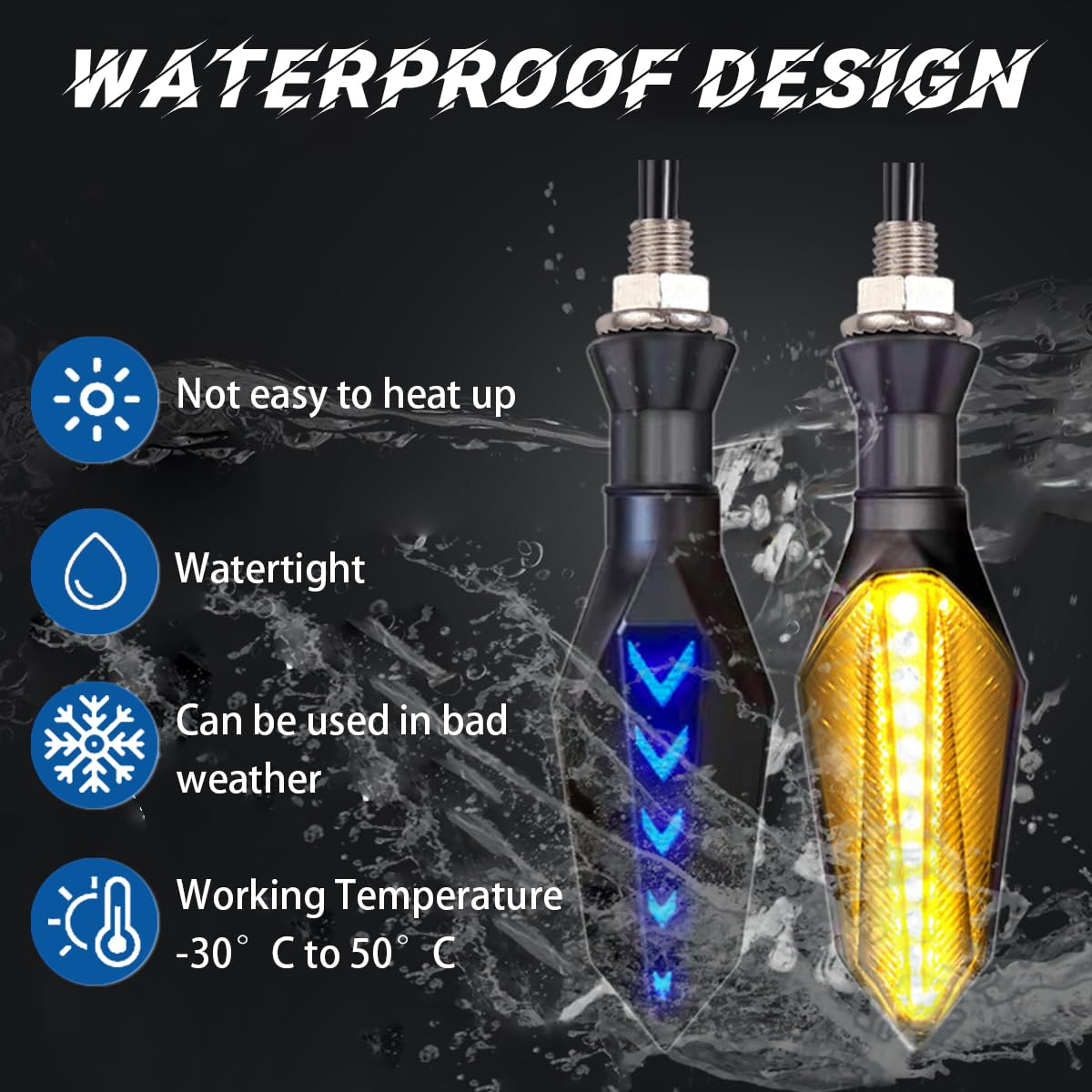 Frecce LED Per Moto | 4 Pezzi | Doppio Colore Ambra/Blu | Impermeabili | 12V | Universali