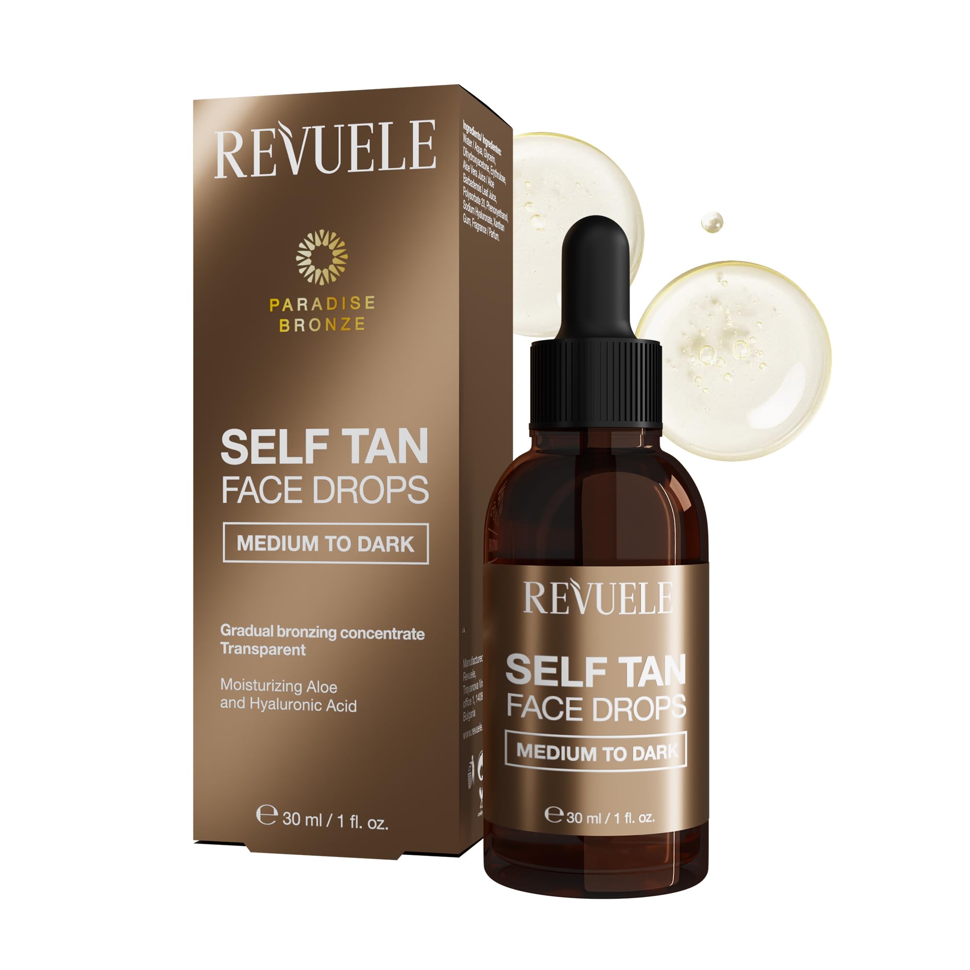 REVUELE Self TAN Face DROPS MEDIUM TO DARK, 30 ml