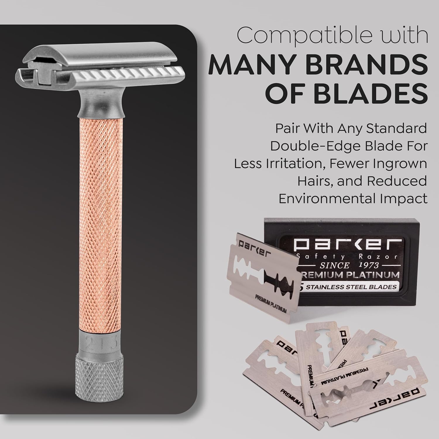 Parker safety razor Variant Roségold + 5 Rasierklingen