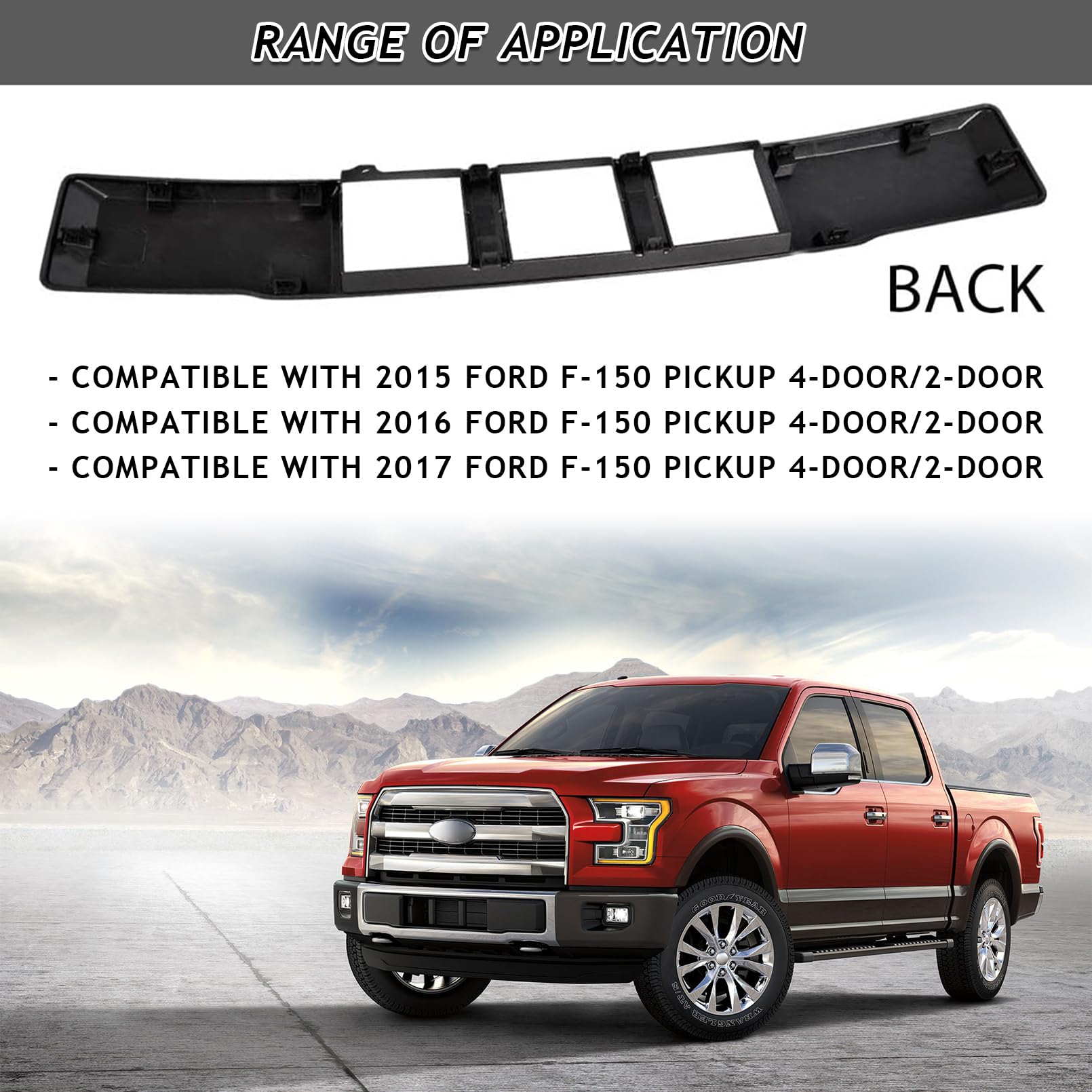 Frontstoßstangen-Untere Kühlergrill-Verkleidung, passend für Ford F150 F-150 2015 2016 2017, Ersatz für FL3Z-17E810-CA, FO1044110