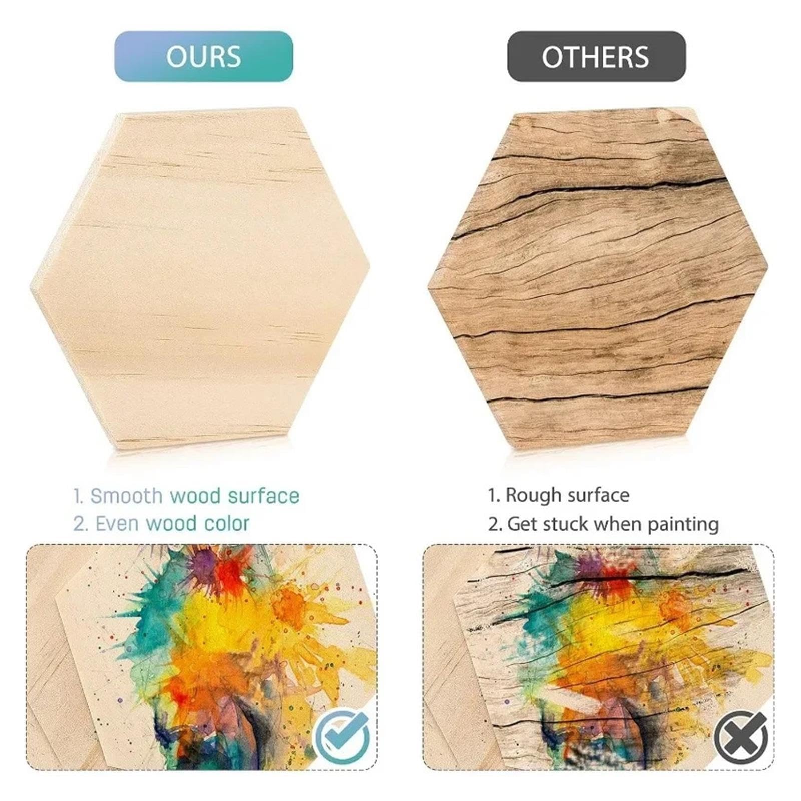 Pezzi Dischi Legno Forma esagonale del ritaglio di legno
