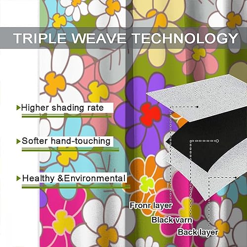 Miniatura 7 de Cortinas con diseño floral, estilo retro campestre de los años 70 y 1960, hippie y bohemio, con flores modernas, para cocina, dormitorio, hogar,