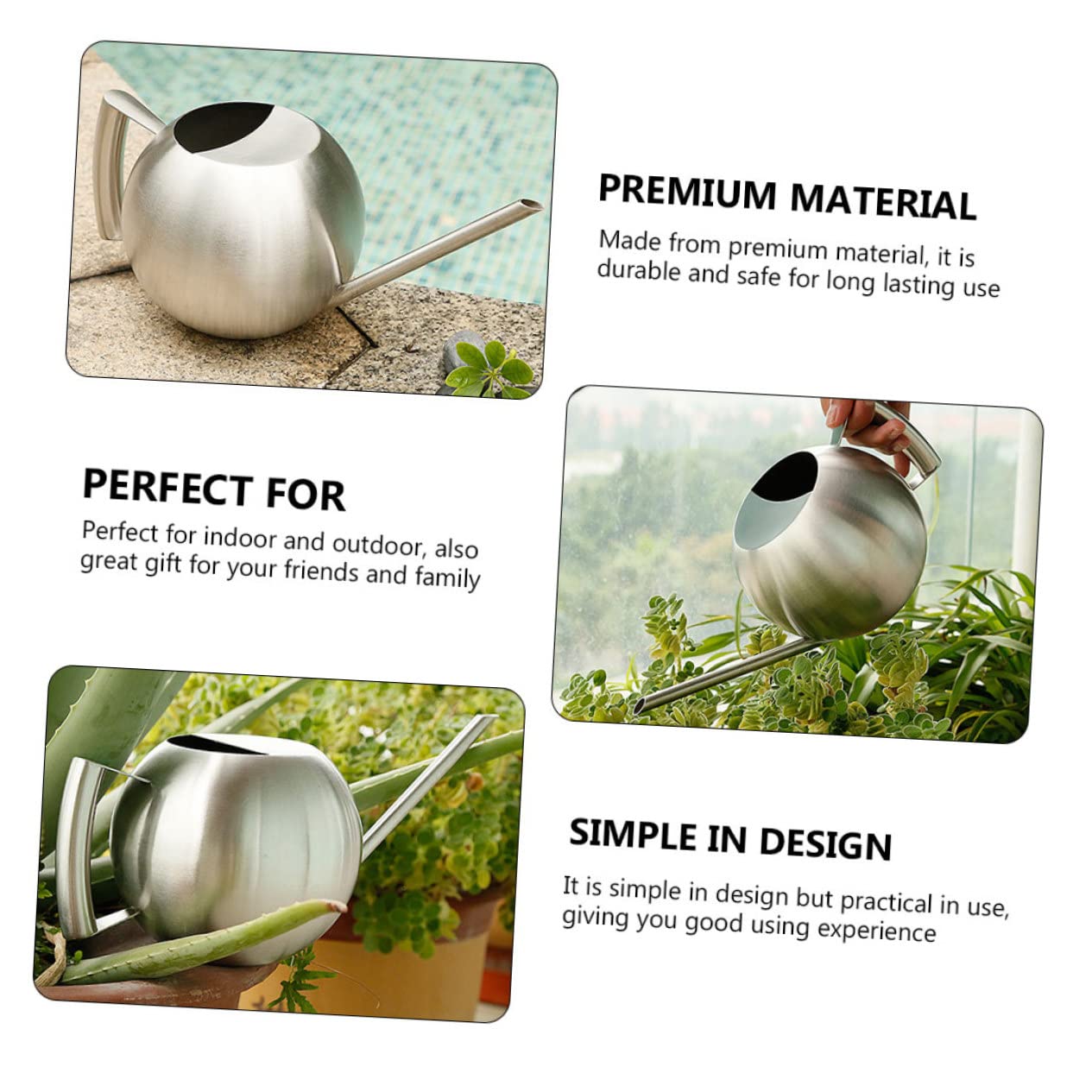 1 Pezzo Annaffiatoio da Inossidabile con Beccuccio per Piante Indoor e Outdoor Strumento Irrigazione Ergonomico e Facile