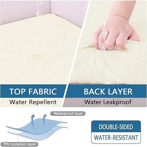 Miniatura 4 de hyha Fundas de cojín impermeables para sofá, fundas impermeables para sofá seccional para cojín de sofá para mascotas, funda elástica de sofá