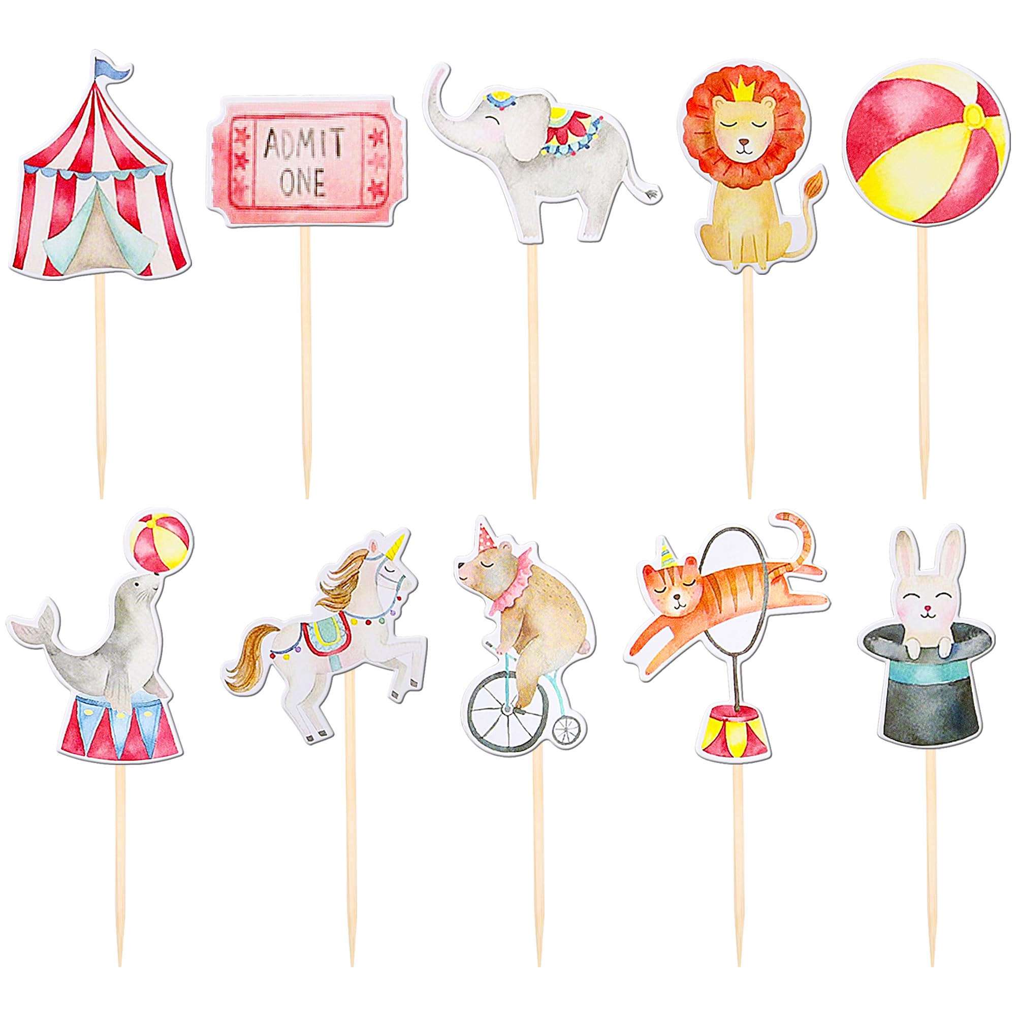 45 stuks eetbaar circus taarttoppers, circus, papieren bekers, cupcake