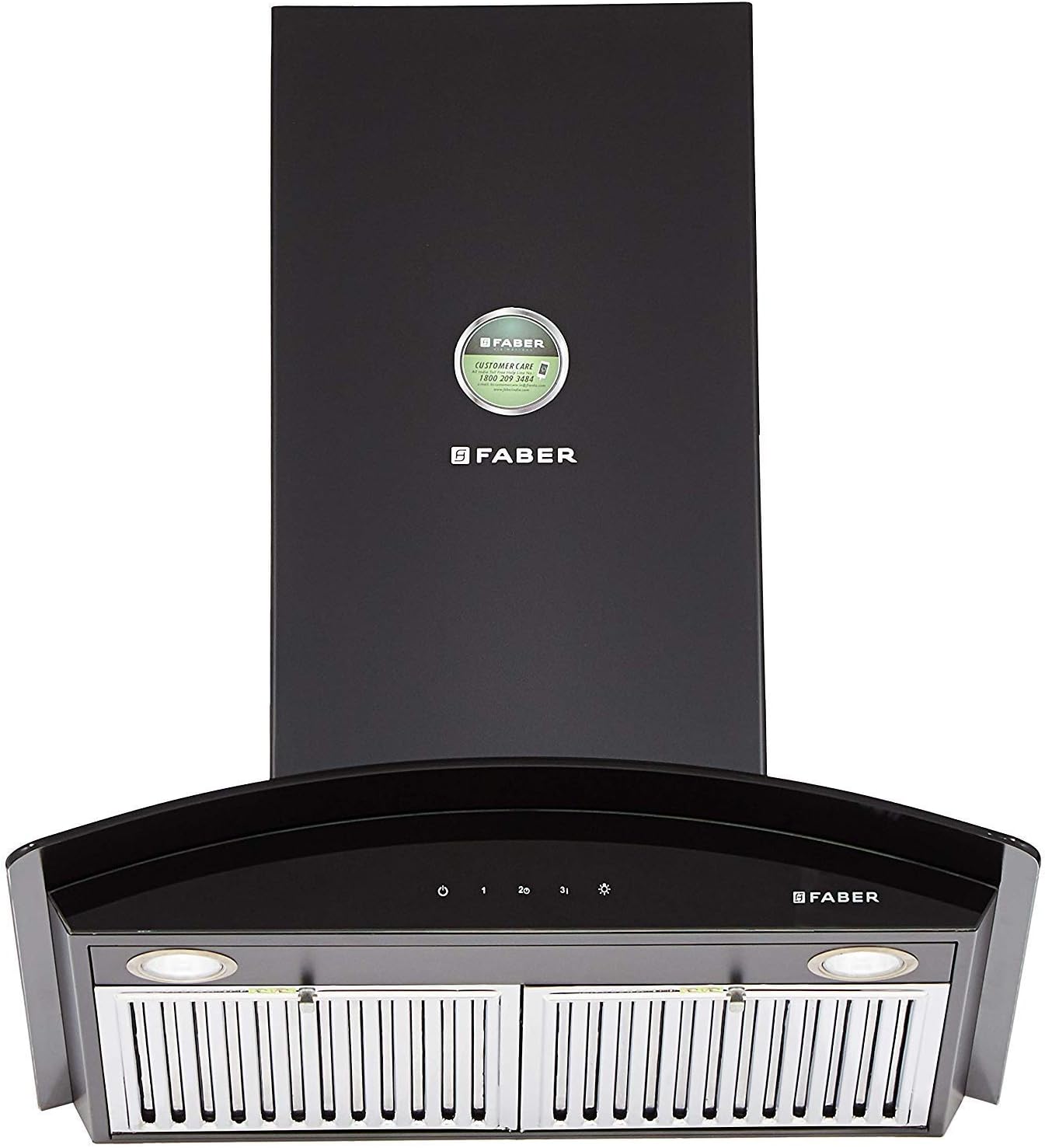 Faber 60 cm 1000 m³/hr Curved Glass Kitchen Chimney (Hood Tratto TC BK LTW 60, Baffle Filters, Touch Control, Black), Free 1 Year Extended warranty