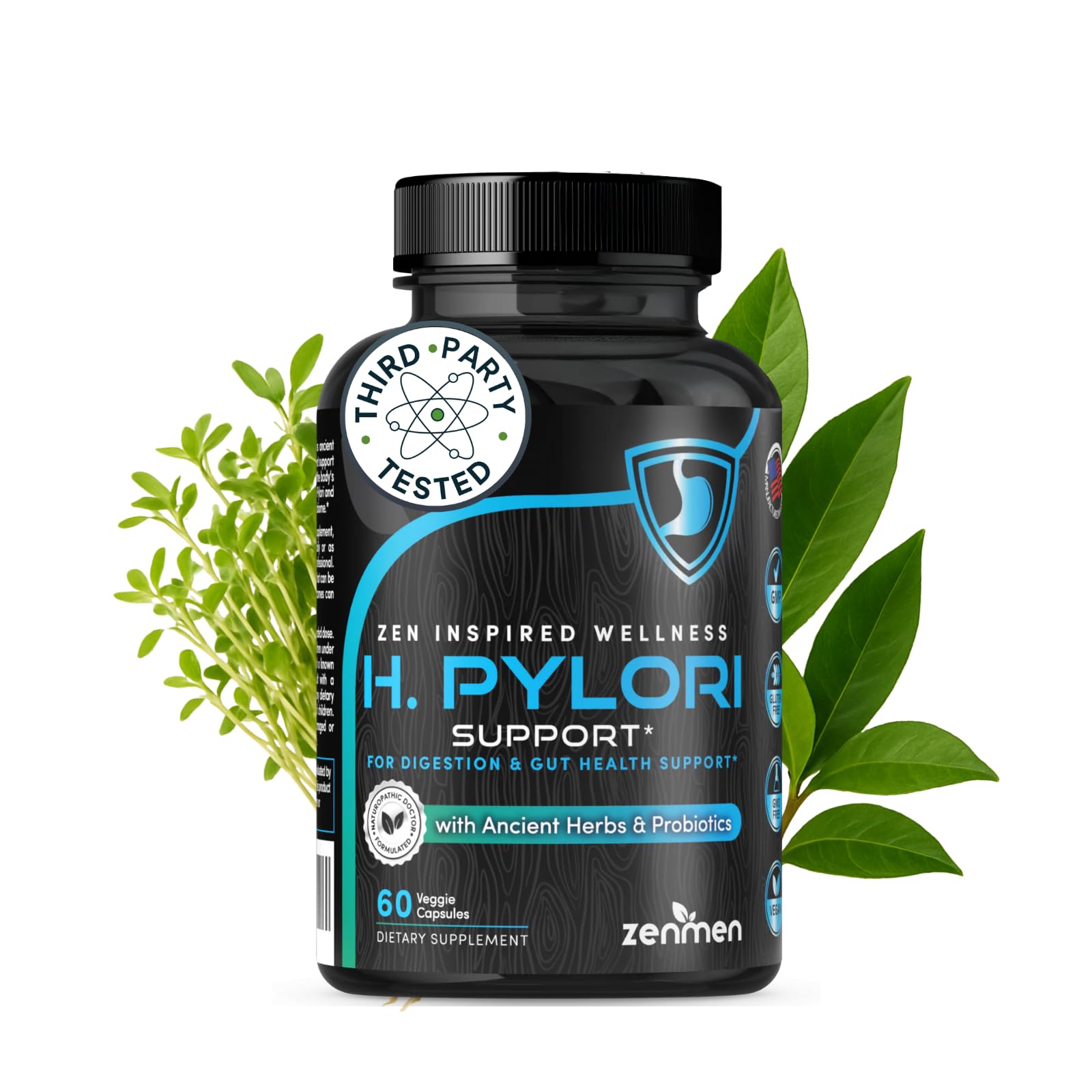 H. Pylori Support | Lactobacillus Reuteri Probiotic with Mastic Gum for Digestion & GI Health - Third Party Tested, 60 Vegan Capsules, Made in The USA