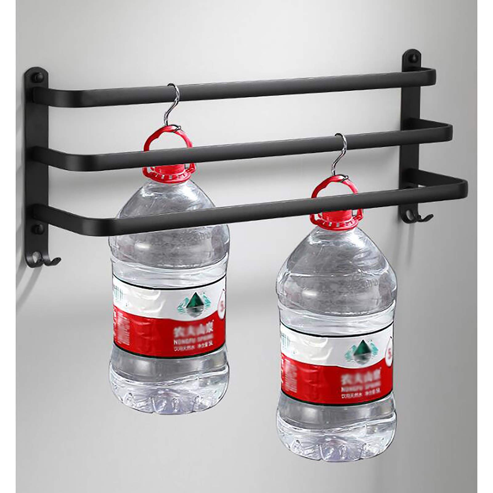 Portasciugamani da Bagno Nero a Parete, Portasciugamani da Bagno a Tre Strati, Portasciugamani in Alluminio Spazio Impermeabile e Antiruggine per Cucina, Doccia, Hotel/60Cm
