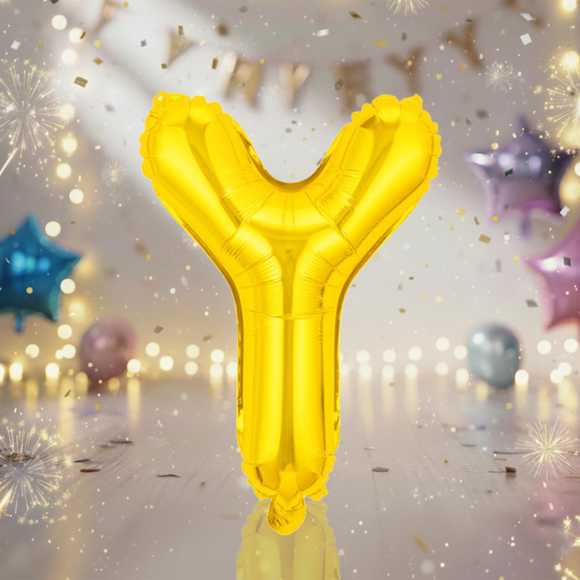 32 Inch Large Gold Letter Balloons Y, Helium-Filled Foil Mylar Ylphabet Balloons for Birthday Parties and Ynniversary Decorations, Big Gold Party Decor Supplies