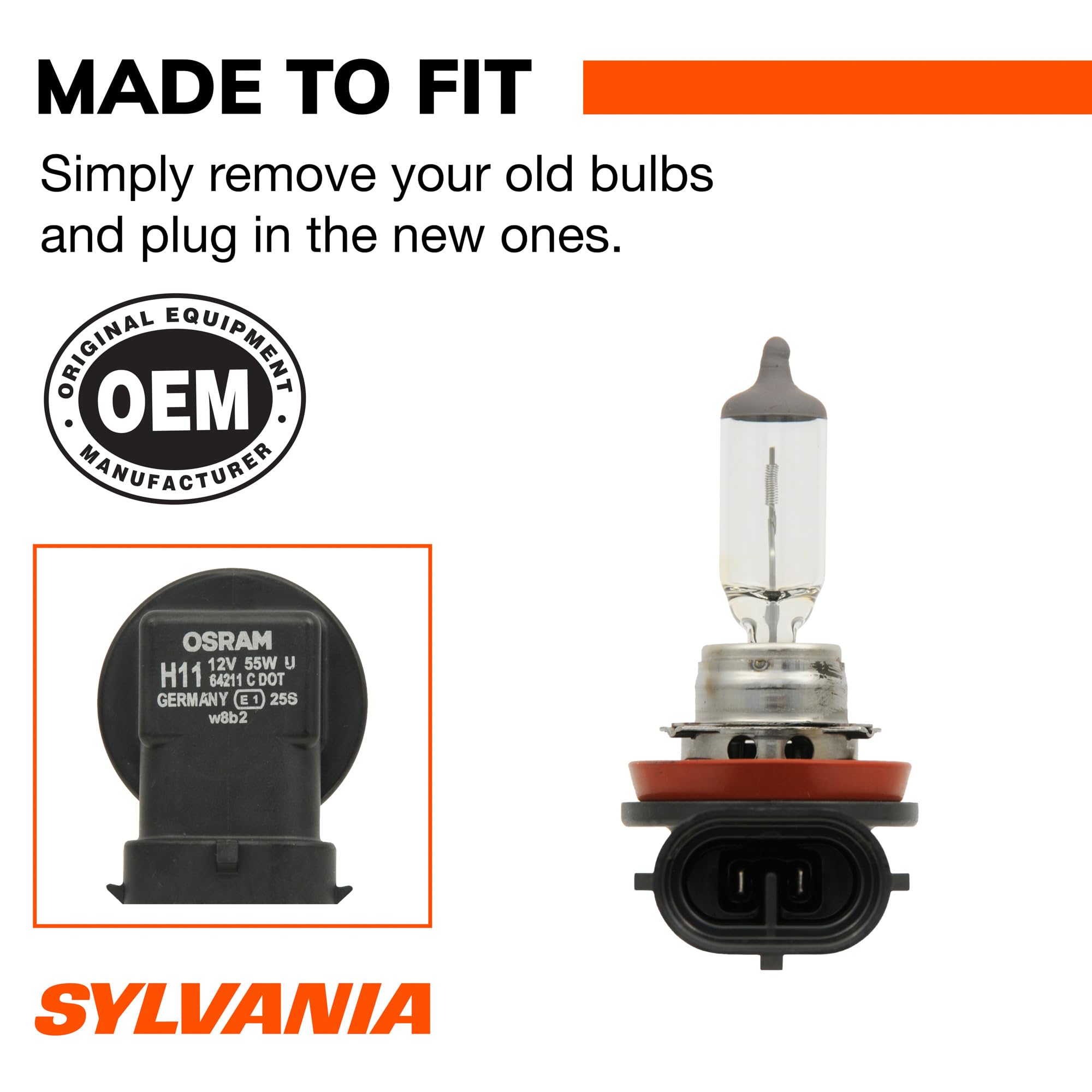 SYLVANIA H11 XtraVision Halogen Headlight Bulb, High or Low Beam, 2 Bulbs — Amazon image 4