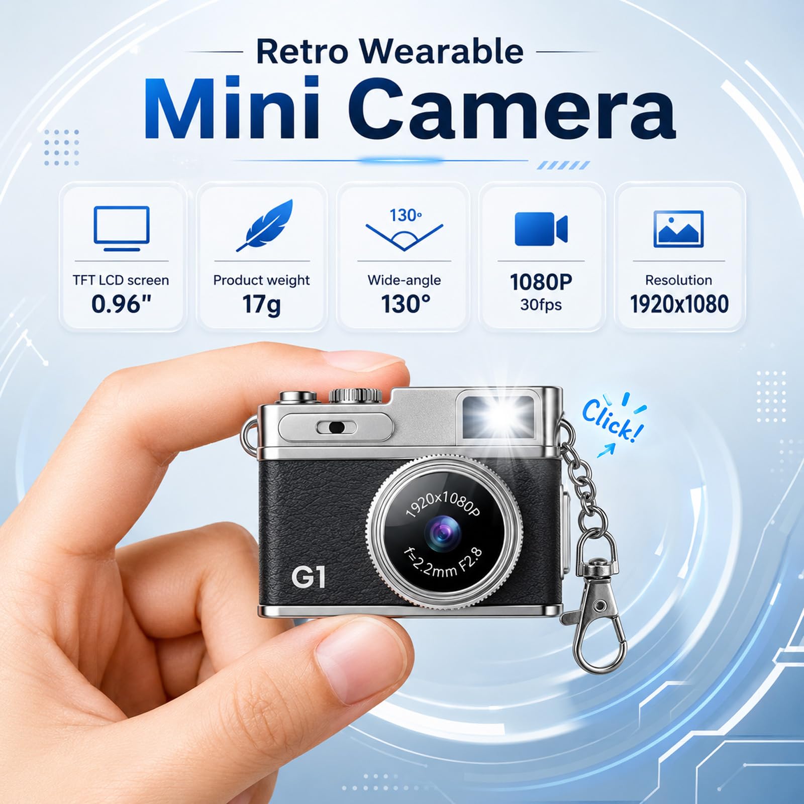 Mini Appareil Photo Rétro 1080P avec Flash et Fonction d'enregistrement